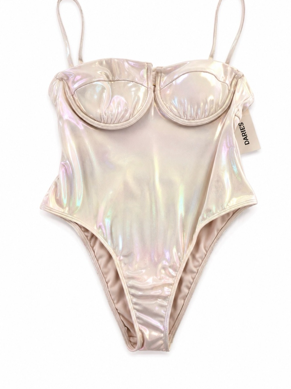 Iridescent High Leg One-Piece Swim suit with Underwire Cups